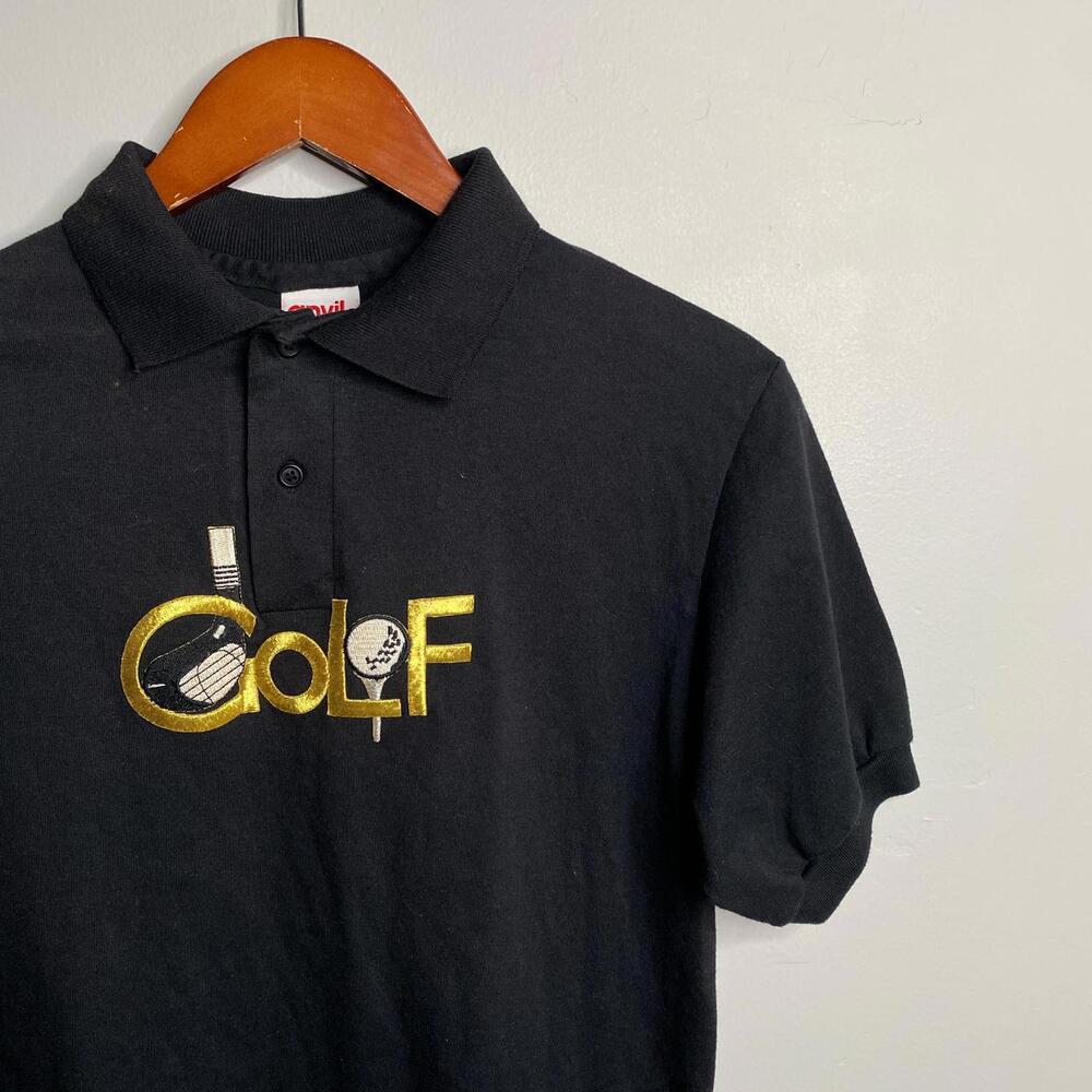Black vintage golf polo shirt size small